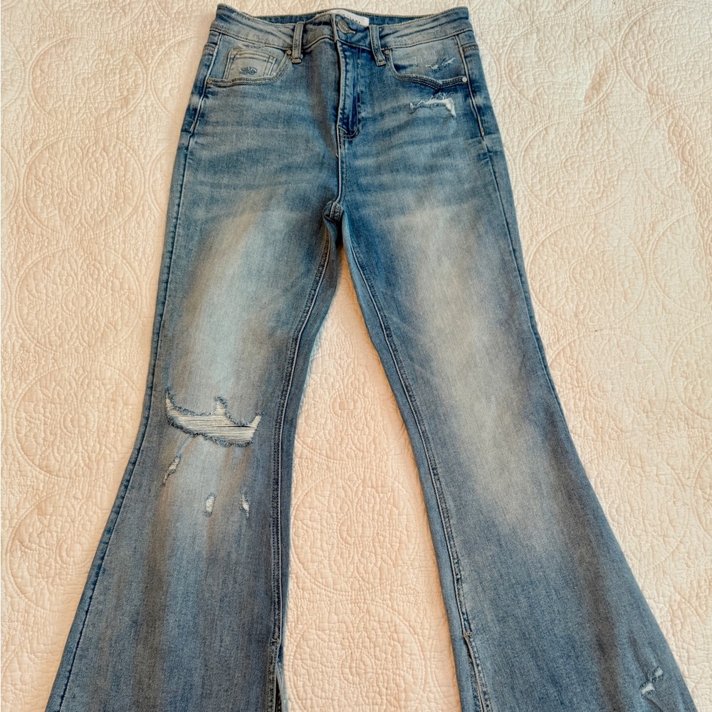 Trendy Light Blue Flare Jeans